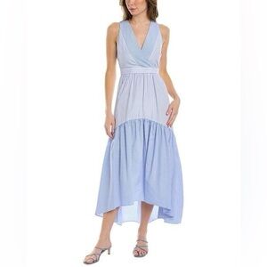 Maison Tara Blue and White Striped Maxi Dress